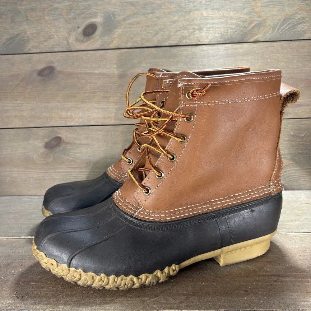 ll bean duck boots mens size 9 wide shoes brown hunting winter waterproof boots